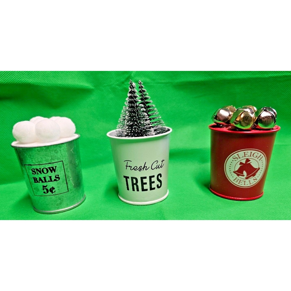 Target Winter 3 Pack Mini Buckets Home Decor Prop Christmas Decor